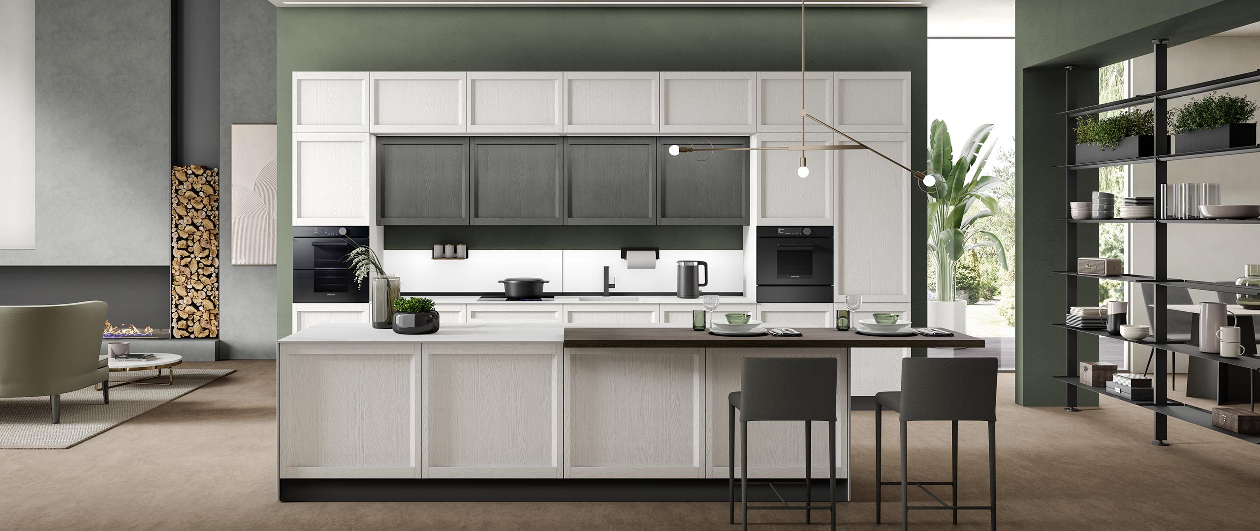 Mondoarredo Cucina componibile classica mobilturi Lea in legno massello di frassino