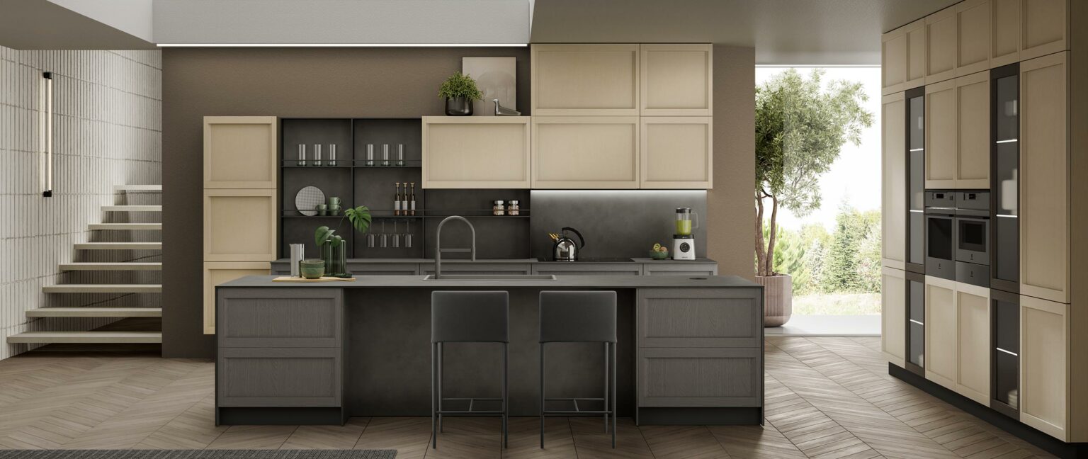 Mondoarredo Cucina componibile classica mobilturi Lea in legno massello di frassino