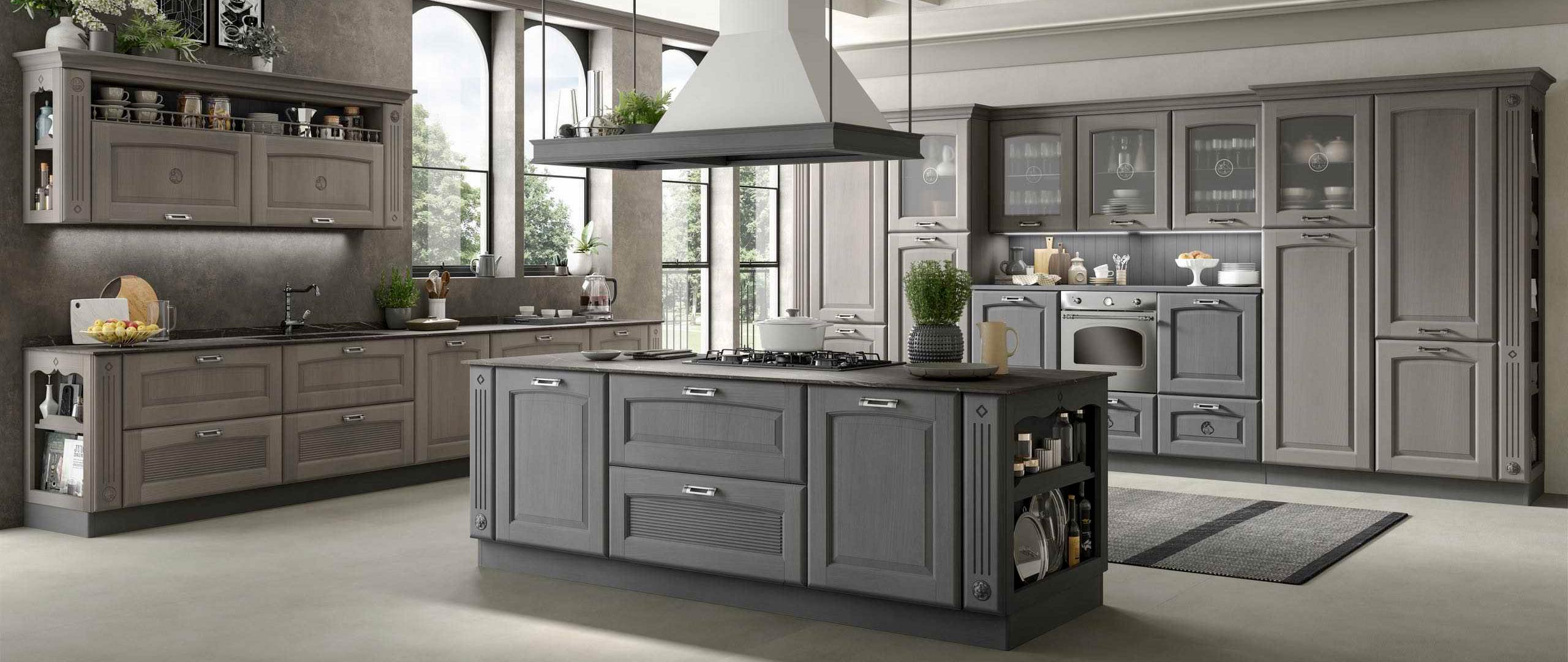 Mondoarredo cucina componibile classica Olimpia mobilturi in legno massello di frassino