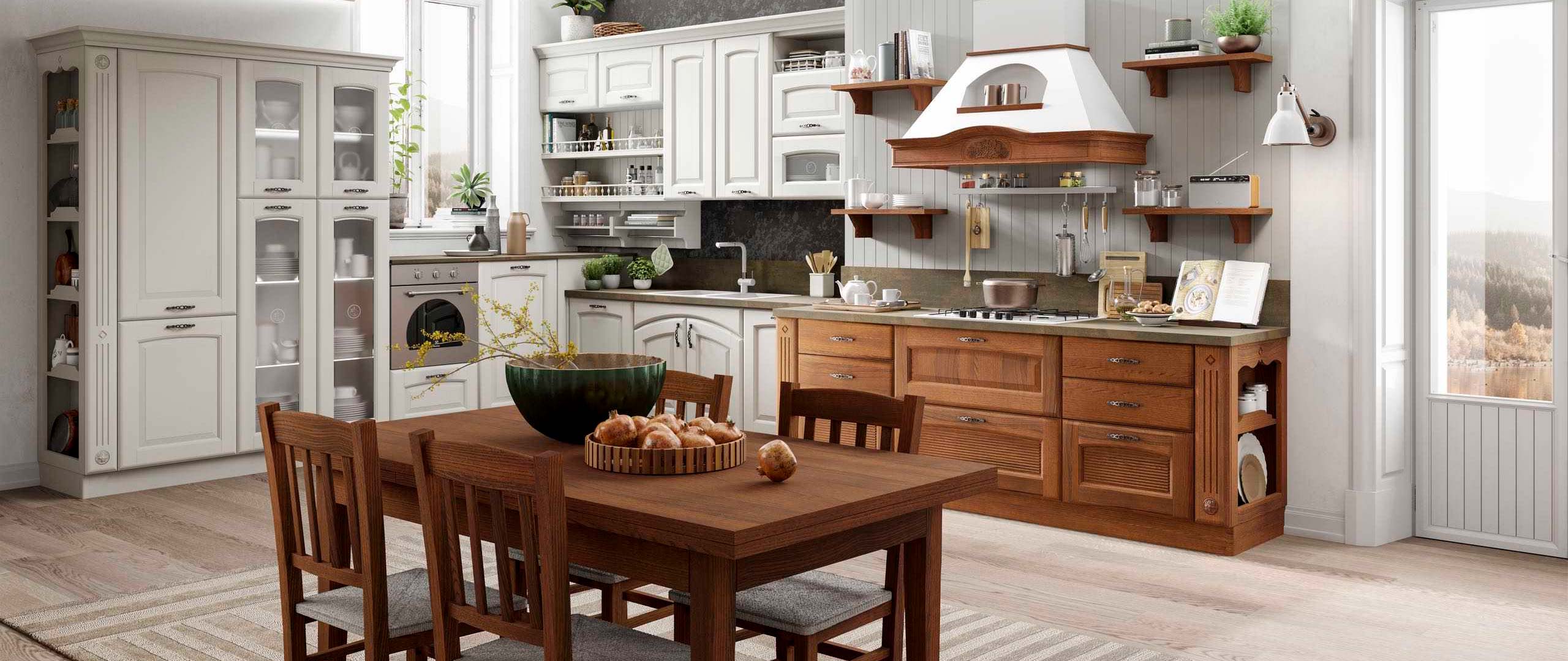 Mondoarredo cucina componibile classica Olimpia mobilturi in legno massello di frassino