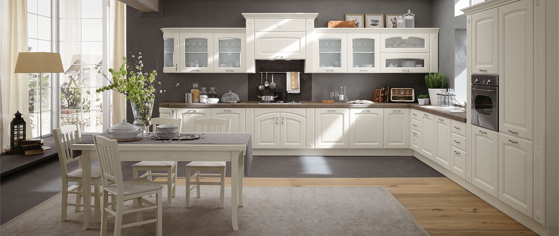 Mondoarredo cucina componibile classica Olimpia mobilturi in legno massello di frassino