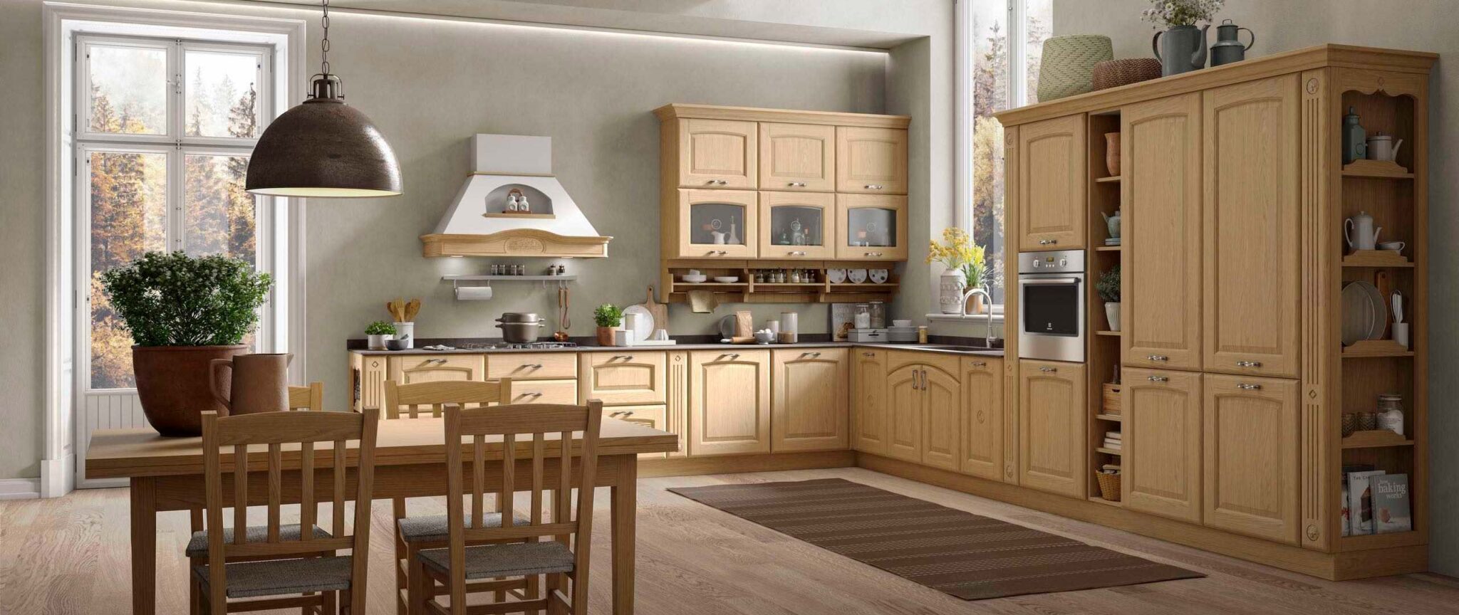 Mondoarredo cucina componibile classica Olimpia mobilturi in legno massello di frassino
