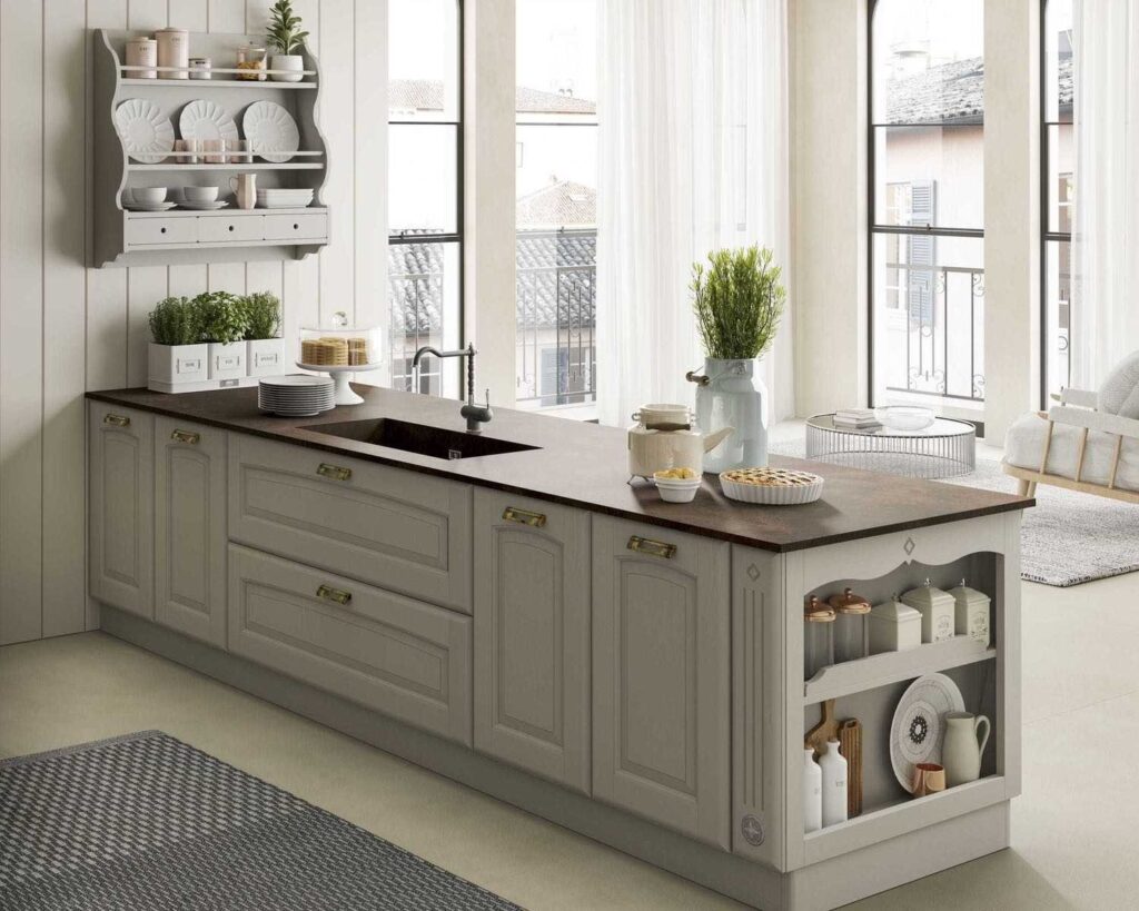 Mondoarredo cucina componibile classica Olimpia mobilturi in legno massello di frassino