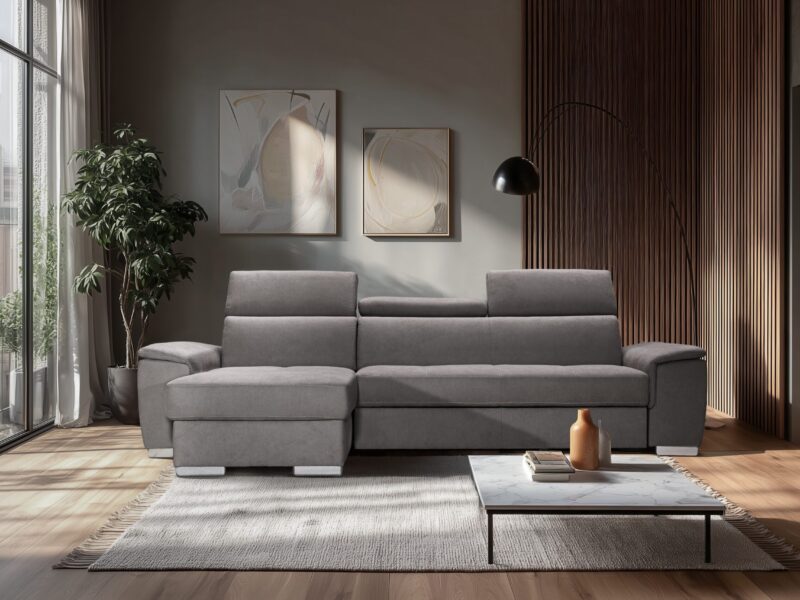 Divano Lamezia 3 Posti - con Chaise Longue Contenitore e Letto Estraibile