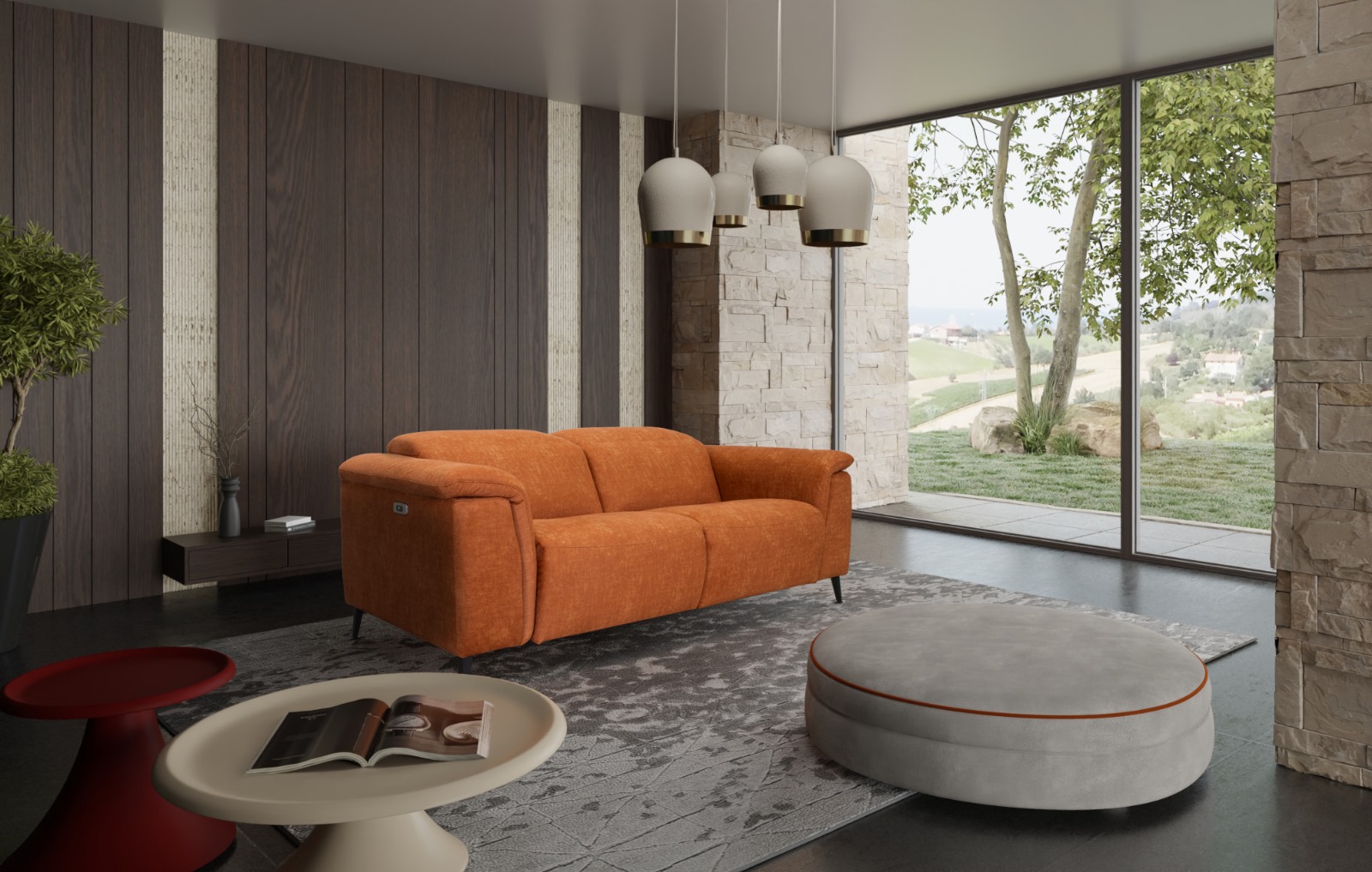 Divano Rea 3 Posti - con 2 Recliner - immagine 2