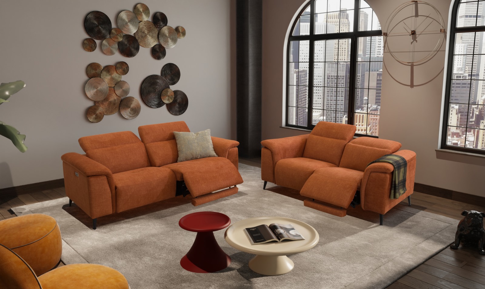 Divano Rea 3 Posti - con 2 Recliner