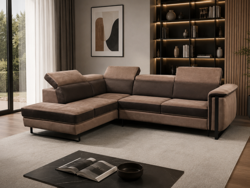 Divano Jersey 3 Posti - Letto Angolare con Angolo Pouf