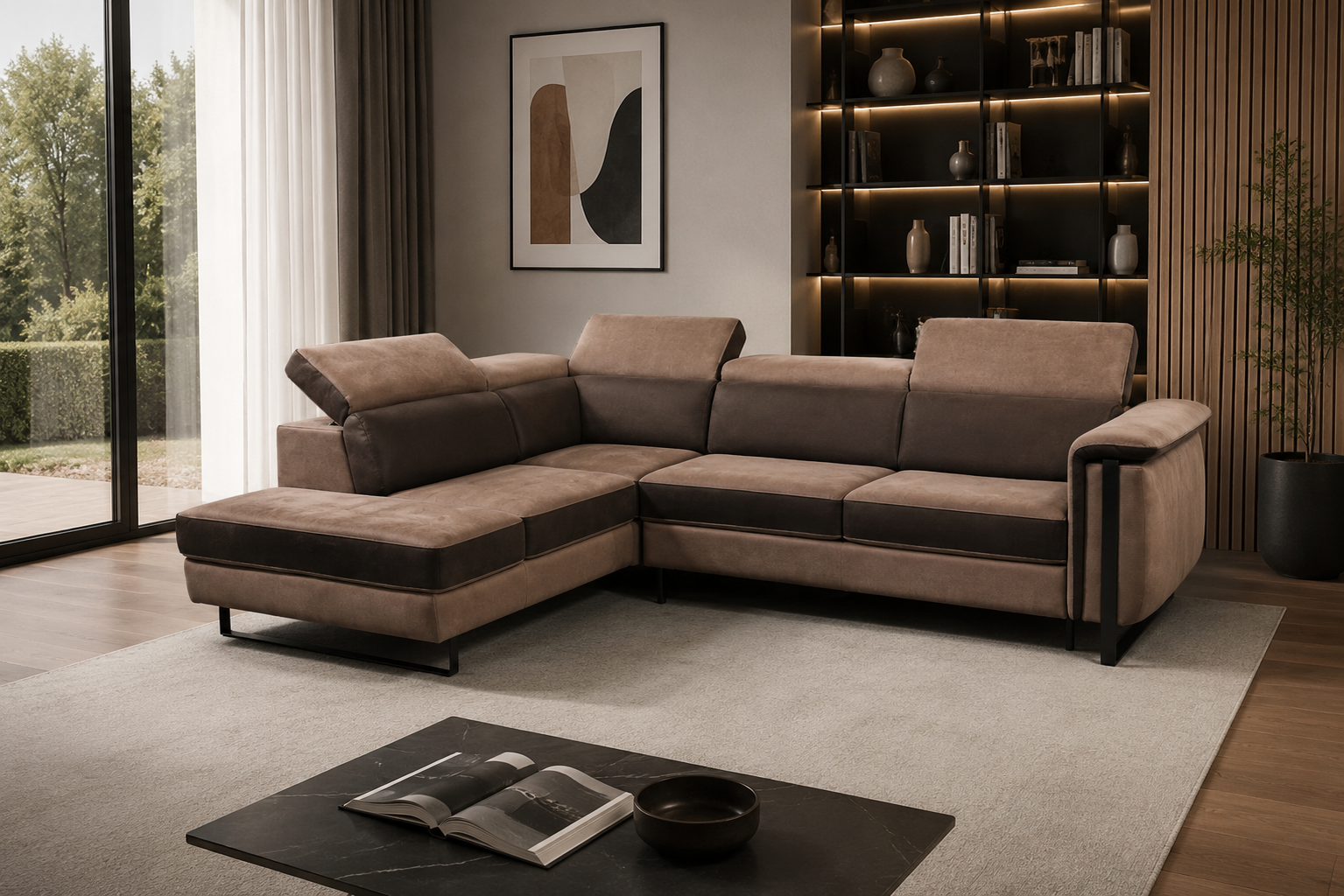 Divano Jersey 3 Posti - Letto Angolare con Angolo Pouf